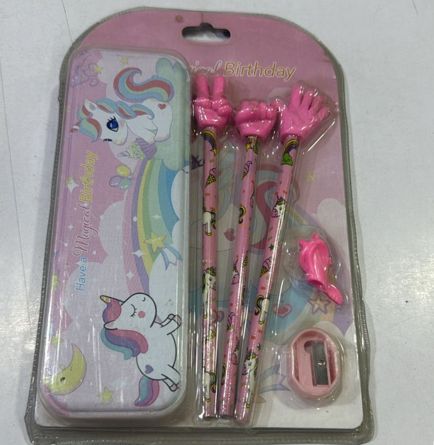 Unicorn Magical Birthday Girls Stationery Set - 6 Pcs with Pencil Box