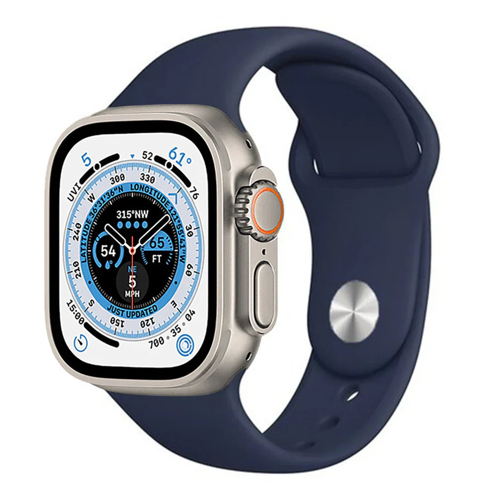 Smartwatch with a blue band on a white background