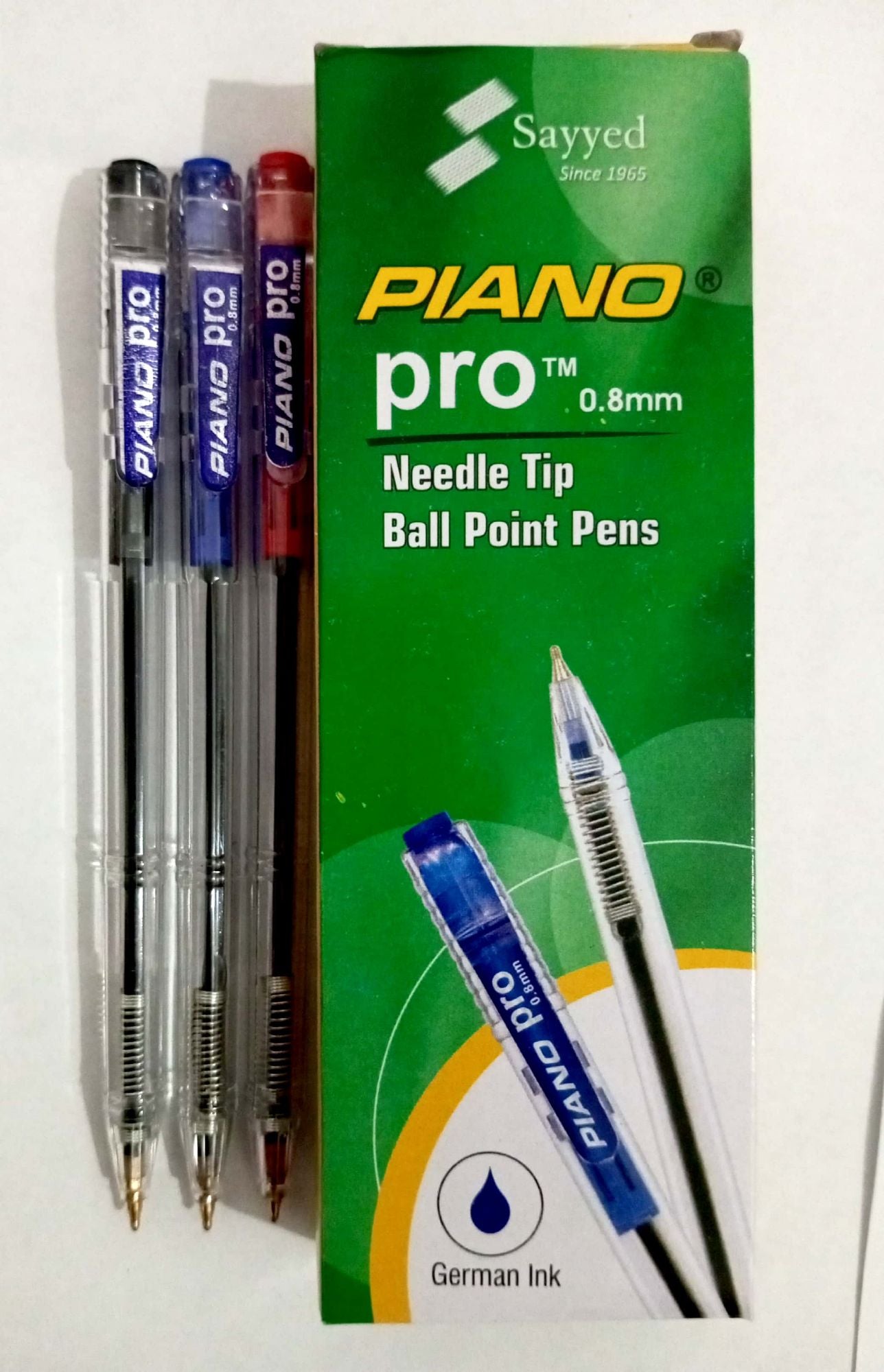 Piano Pro Ballpoint Pens - 0.8mm Needle Tip (Pack of 10)