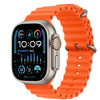 Smartwatch with an orange band on a white background