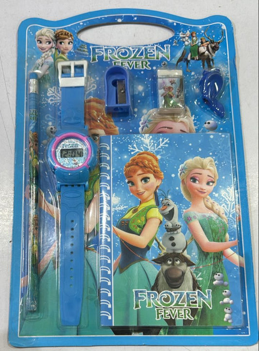 Frozen-themed stationery set on a white background